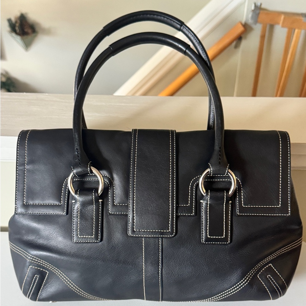 Black Leather Coach Handbag - Picture 2 of 7